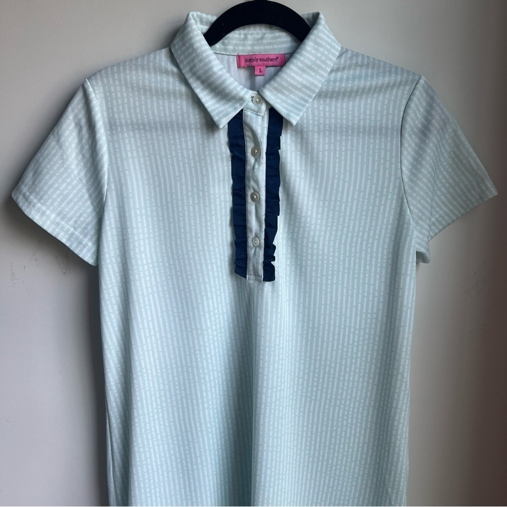 Simply Southern Mint Striped Short Sleeve Shift Dress - Large - Picture 3 of 12